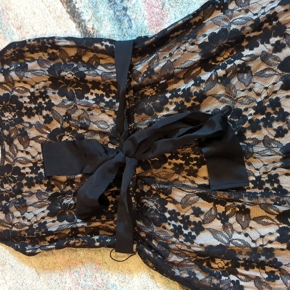 Express Lace Floral Dress Black Lined Bow Sleeveless Size Small nwt Romance - Picture 7 of 13